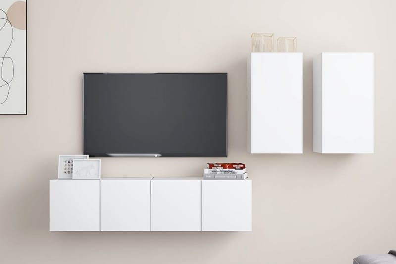 TV-skåp 4 delar vit spånskiva - Vit - Möbler - Tv möbel & mediamöbel - TV skåp