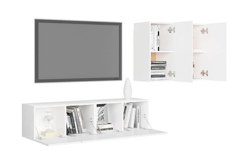 TV-skåp 4 delar vit spånskiva - Vit - Möbler - Tv möbel & mediamöbel - TV skåp