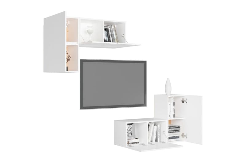 TV-skåp 4 delar vit spånskiva - Vit - Möbler - Tv möbel & mediamöbel - TV skåp