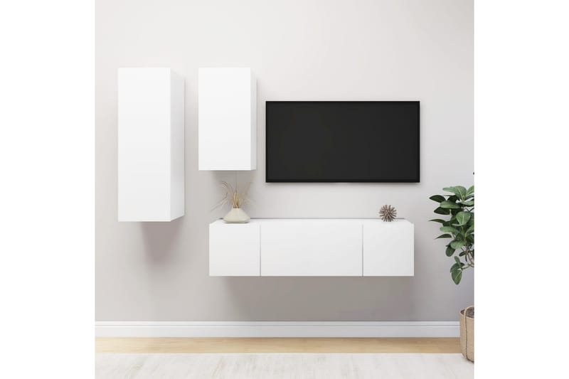TV-skåp 4 delar vit spånskiva - Vit - Möbler - Tv möbel & mediamöbel - TV skåp