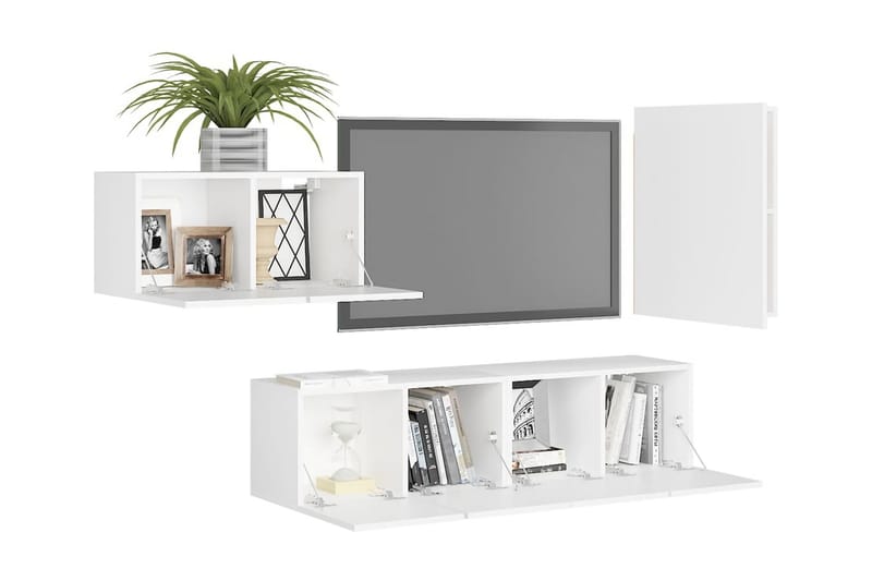 TV-skåp 4 delar vit spånskiva - Vit - Möbler - Tv möbel & mediamöbel - TV skåp