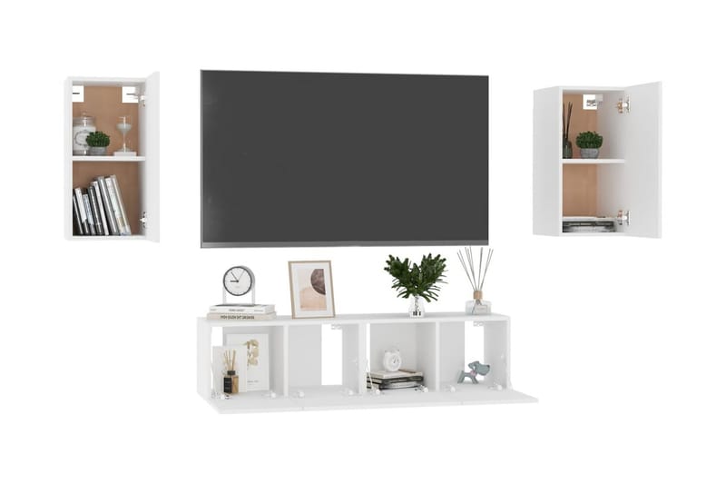 TV-skåp 4 delar vit spånskiva - Vit - Möbler - Tv möbel & mediamöbel - TV skåp