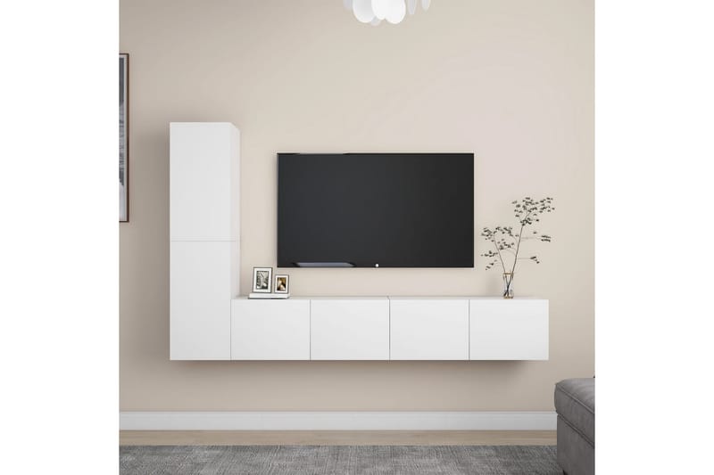 TV-skåp 4 delar vit spånskiva - Vit - Möbler - Tv möbel & mediamöbel - TV skåp