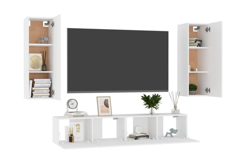 TV-skåp 4 delar vit spånskiva - Vit - Möbler - Tv möbel & mediamöbel - TV skåp