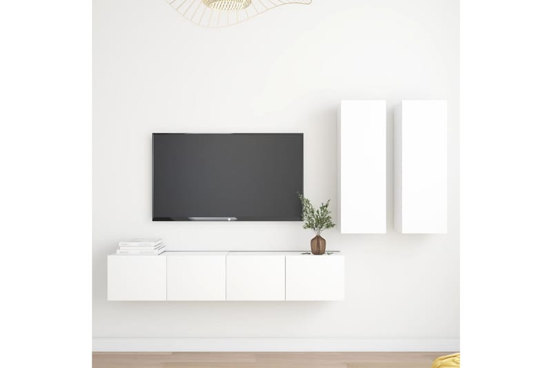 TV-skåp 4 delar vit spånskiva - Vit - Möbler - Tv möbel & mediamöbel - TV skåp