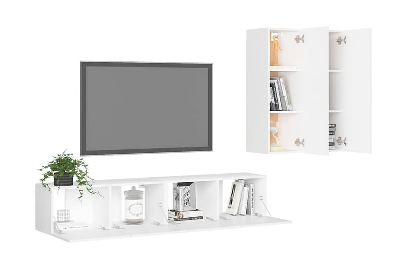 TV-skåp 4 delar vit spånskiva - Vit - Möbler - Tv möbel & mediamöbel - TV skåp