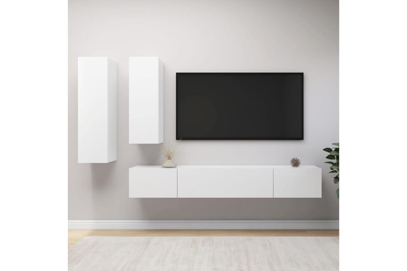 TV-skåp 4 delar vit spånskiva - Vit - Möbler - Tv möbel & mediamöbel - TV skåp