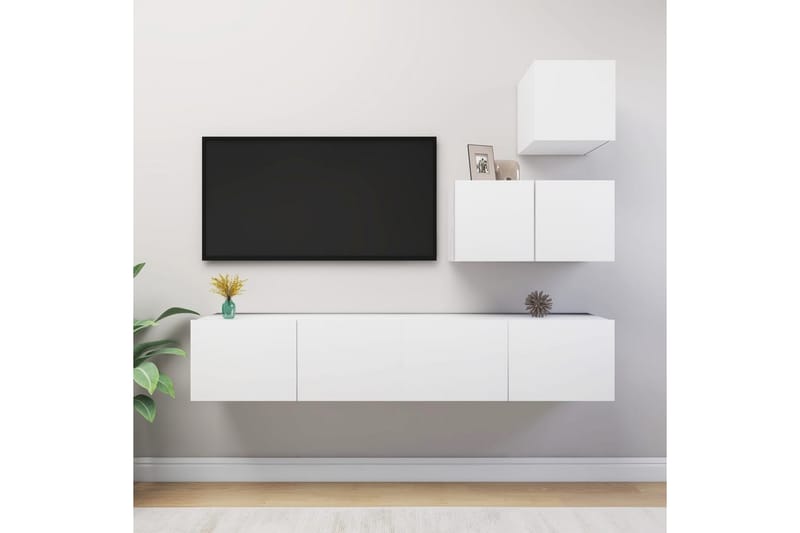 TV-skåp 4 delar vit spånskiva - Vit - Möbler - Tv möbel & mediamöbel - TV skåp