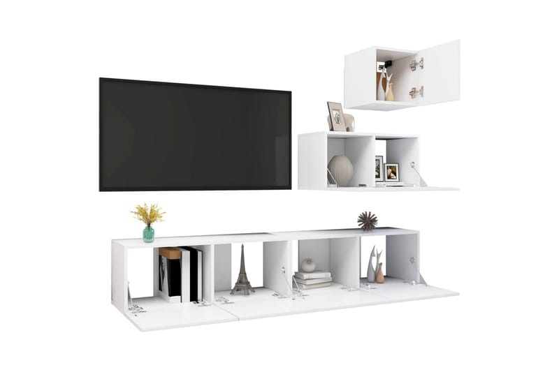 TV-skåp 4 delar vit spånskiva - Vit - Möbler - Tv möbel & mediamöbel - TV skåp