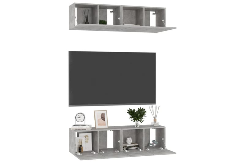 TV-skåp 4 st betonggrå 60x30x30 cm spånskiva - Grå - Möbler - Tv möbel & mediamöbel - TV skåp