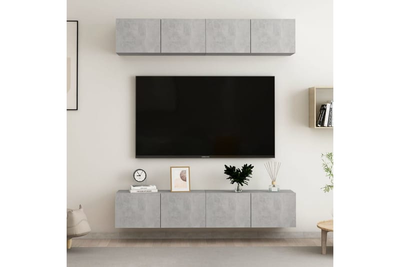 TV-skåp 4 st betonggrå 80x30x30 cm spånskiva - Grå - Möbler - Tv möbel & mediamöbel - TV skåp