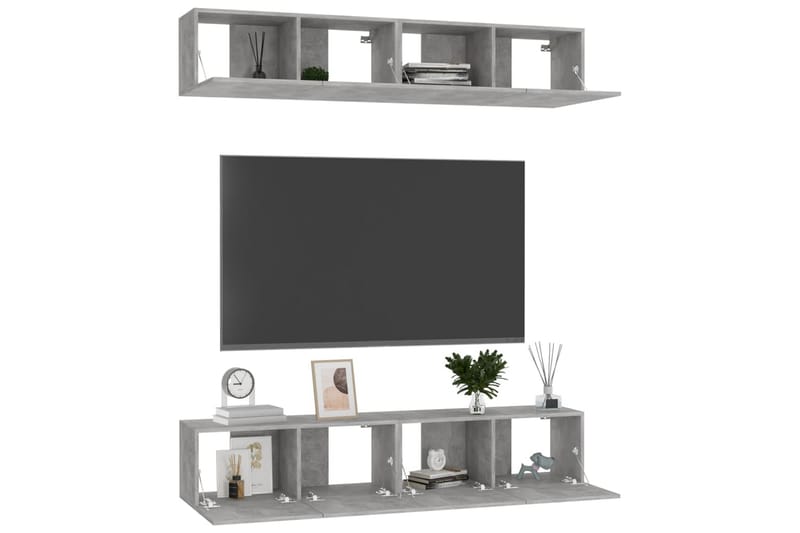 TV-skåp 4 st betonggrå 80x30x30 cm spånskiva - Grå - Möbler - Tv möbel & mediamöbel - TV skåp
