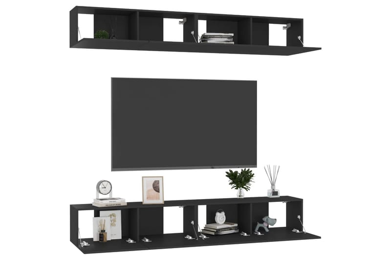 TV-skåp 4 st svart 100x30x30 cm spånskiva - Svart - Möbler - Tv möbel & mediamöbel - TV skåp