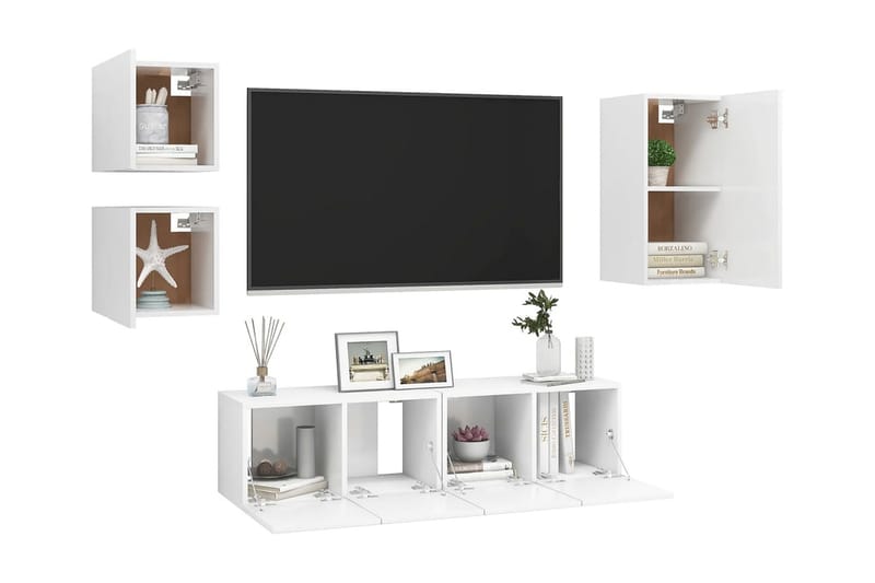 TV-skåp 5 delar vit spånskiva - Vit - Möbler - Tv möbel & mediamöbel - TV skåp