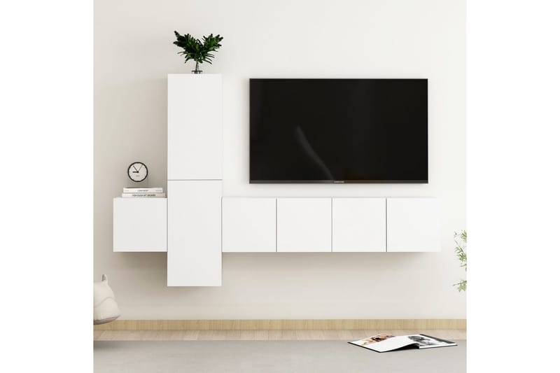 TV-skåp 5 delar vit spånskiva - Vit - Möbler - Tv möbel & mediamöbel - TV skåp