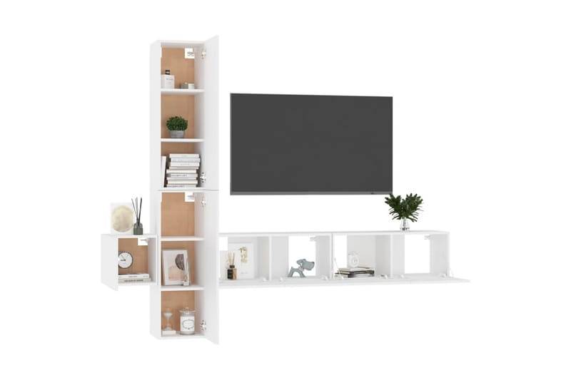 TV-skåp 5 delar vit spånskiva - Vit - Möbler - Tv möbel & mediamöbel - TV skåp