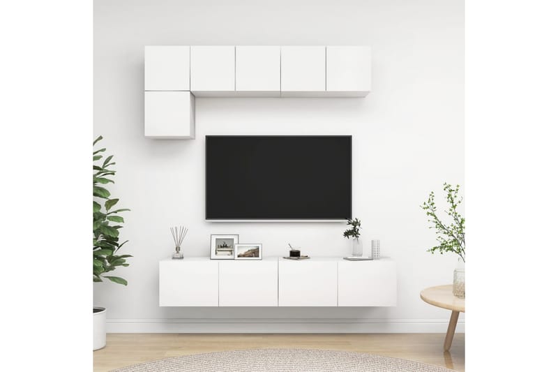 TV-skåp 5 delar vit spånskiva - Vit - Möbler - Tv möbel & mediamöbel - TV skåp