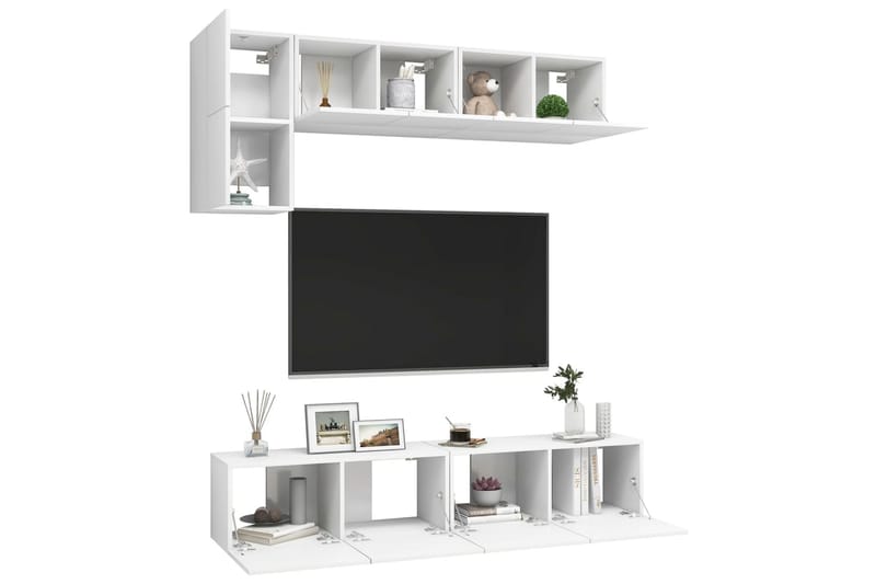 TV-skåp 5 delar vit spånskiva - Vit - Möbler - Tv möbel & mediamöbel - TV skåp