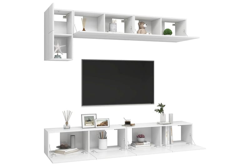 TV-skåp 5 delar vit spånskiva - Vit - Möbler - Tv möbel & mediamöbel - TV skåp