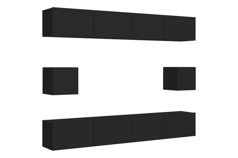 TV-skåp 6 delar svart spånskiva - Svart - Möbler - Tv möbel & mediamöbel - TV skåp