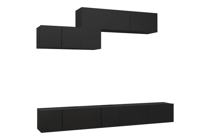 TV-skåp 6 delar svart spånskiva - Svart - Möbler - Tv möbel & mediamöbel - TV skåp