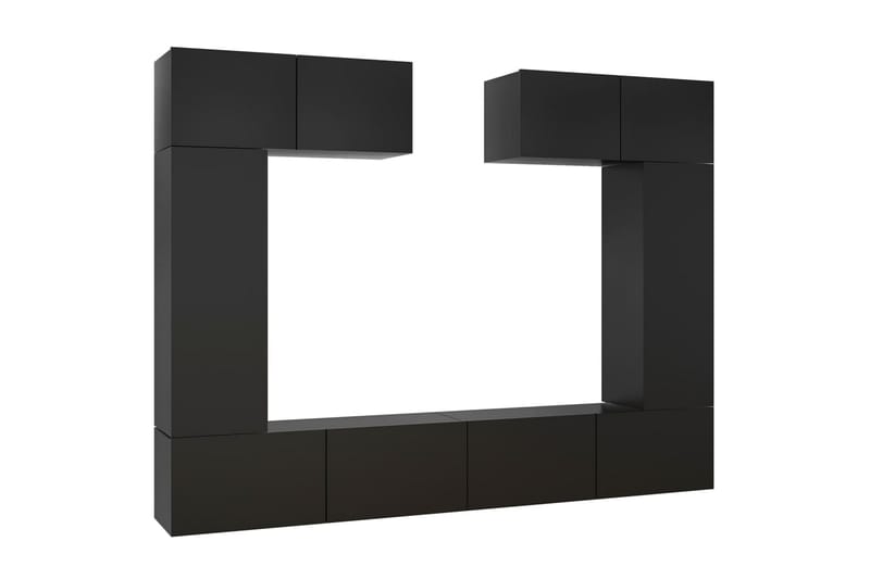 TV-skåp 6 delar svart spånskiva - Svart - Möbler - Tv möbel & mediamöbel - TV skåp