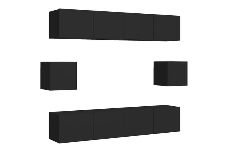 TV-skåp 6 delar svart spånskiva - Svart - Möbler - Tv möbel & mediamöbel - TV skåp