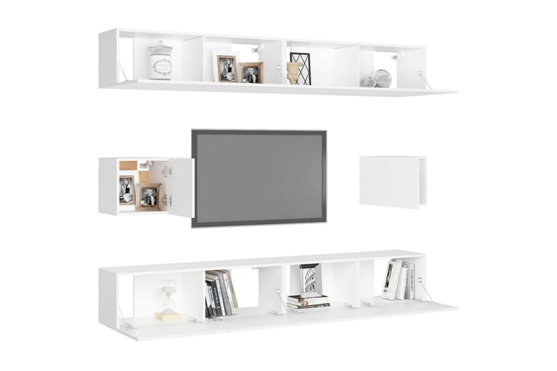 TV-skåp 6 delar vit spånskiva - Vit - Möbler - Tv möbel & mediamöbel - TV skåp