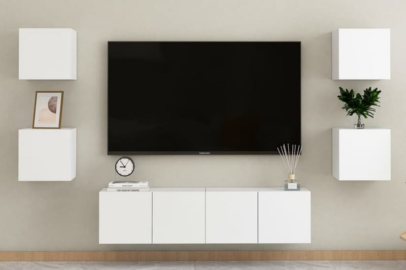 TV-skåp 6 delar vit spånskiva - Vit - Möbler - Tv möbel & mediamöbel - TV skåp