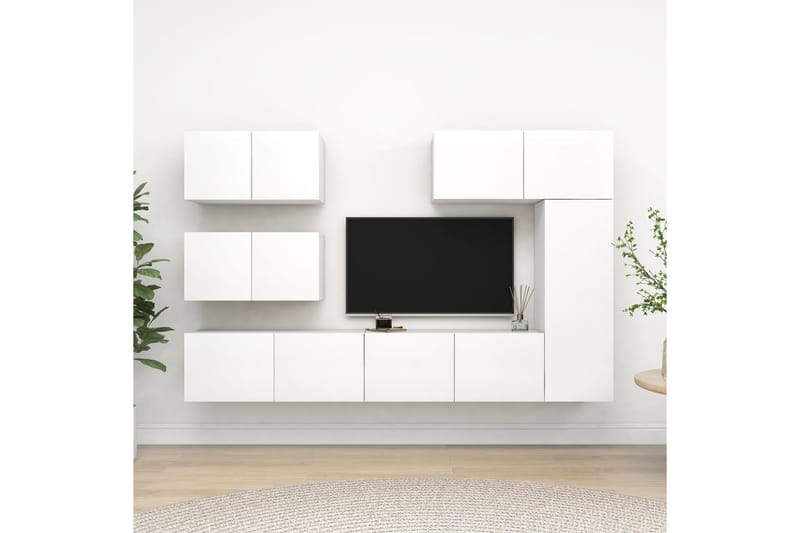 TV-skåp 6 delar vit spånskiva - Vit - Möbler - Tv möbel & mediamöbel - TV skåp