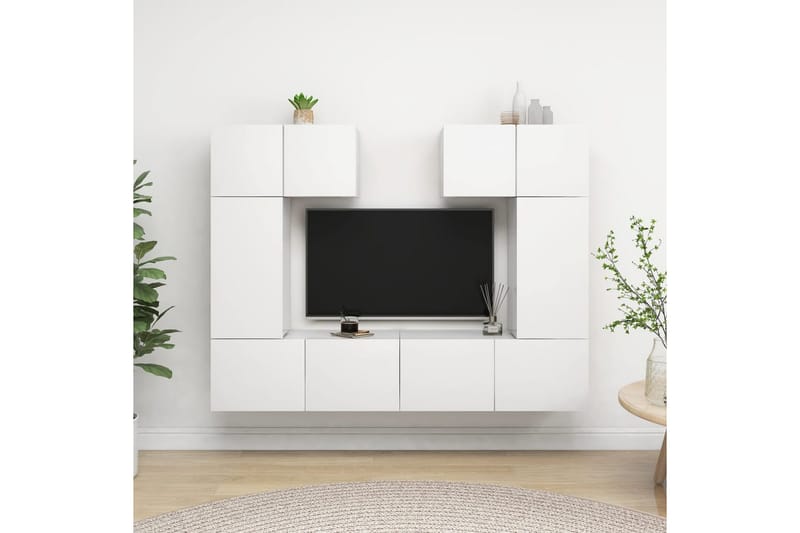 TV-skåp 6 delar vit spånskiva - Vit - Möbler - Tv möbel & mediamöbel - TV skåp