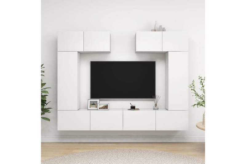TV-skåp 6 delar vit spånskiva - Vit - Möbler - Tv möbel & mediamöbel - TV skåp