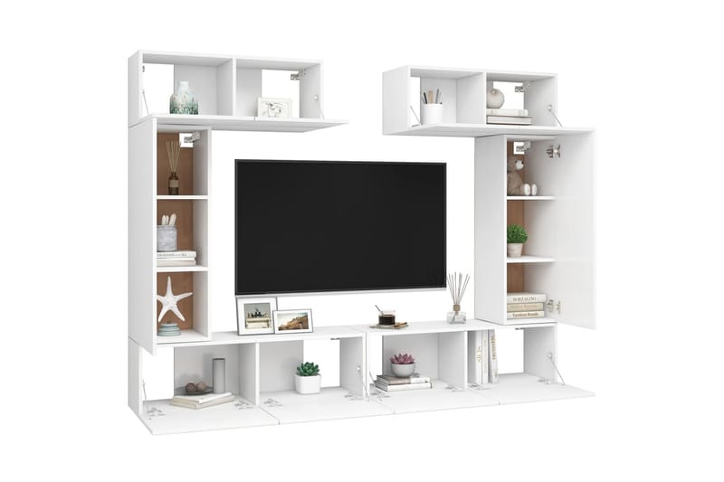 TV-skåp 6 delar vit spånskiva - Vit - Möbler - Tv möbel & mediamöbel - TV skåp