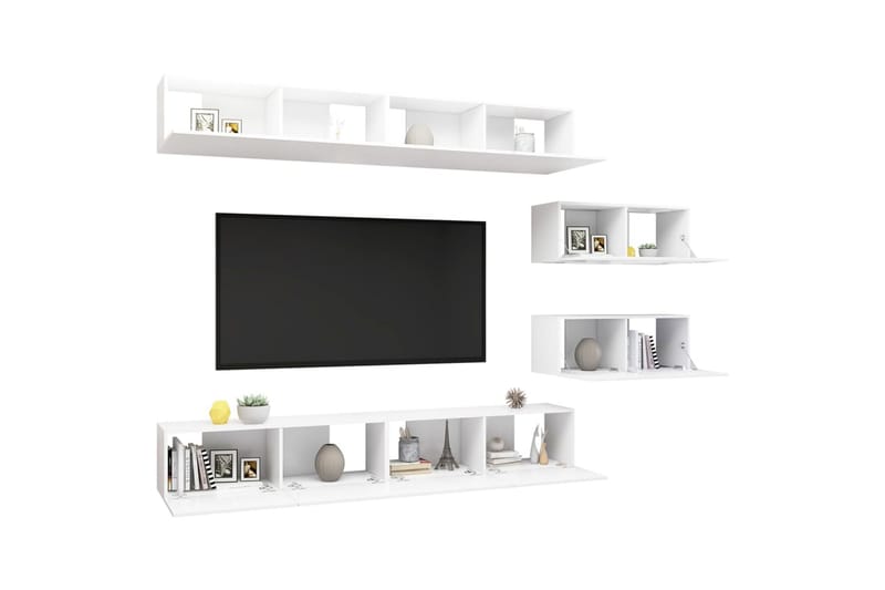 TV-skåp 6 delar vit spånskiva - Vit - Möbler - Tv möbel & mediamöbel - TV skåp
