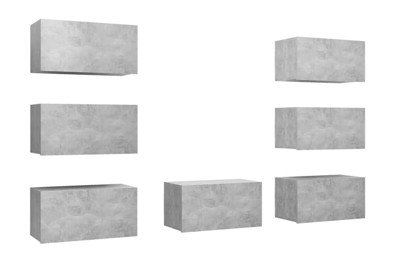 TV-skåp 7 delar betonggrå 30,5x30x60 cm spånskiva - Grå - Möbler - Tv möbel & mediamöbel - TV skåp