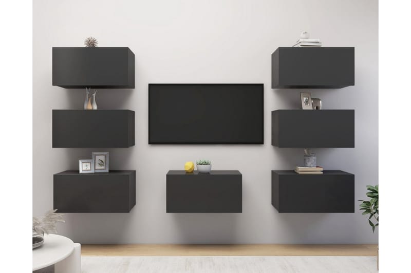 TV-skåp 7 delar grå 30,5x30x60 cm spånskiva - Grå - Möbler - Tv möbel & mediamöbel - TV skåp
