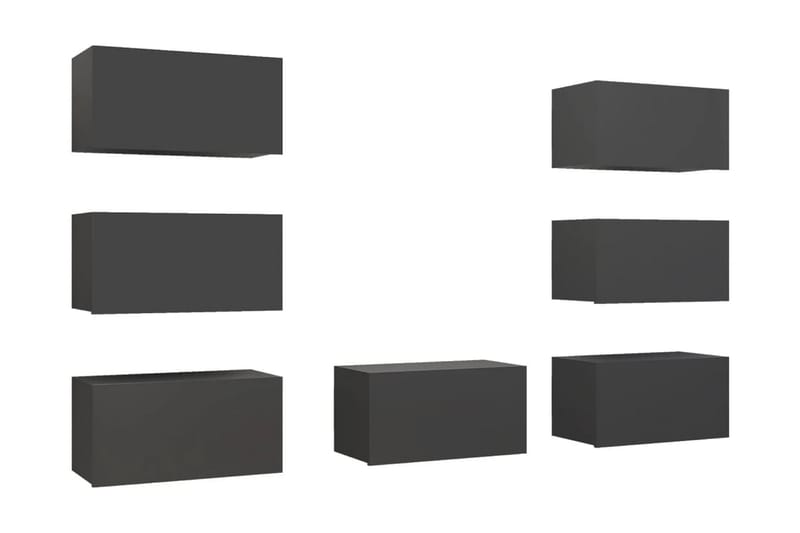 TV-skåp 7 delar grå 30,5x30x60 cm spånskiva - Grå - TV skåp