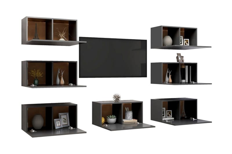 TV-skåp 7 delar grå 30,5x30x60 cm spånskiva - Grå - Möbler - Tv möbel & mediamöbel - TV skåp