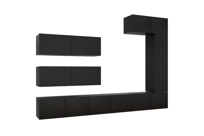 TV-skåp 7 delar svart spånskiva - Svart - Möbler - Tv möbel & mediamöbel - TV skåp