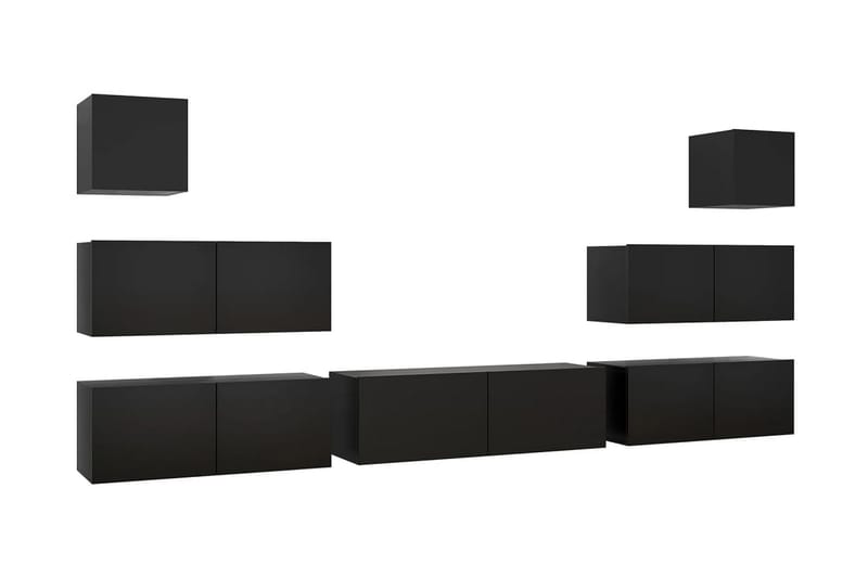 TV-skåp 7 delar svart spånskiva - Svart - Möbler - Tv möbel & mediamöbel - TV skåp