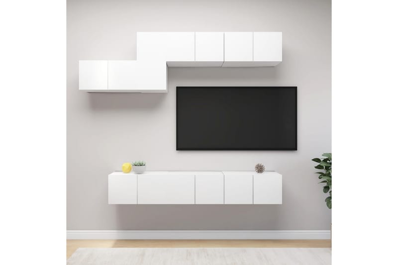 TV-skåp 7 delar vit spånskiva - Vit - Möbler - Tv möbel & mediamöbel - TV skåp