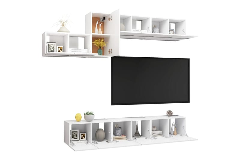 TV-skåp 7 delar vit spånskiva - Vit - Möbler - Tv möbel & mediamöbel - TV skåp