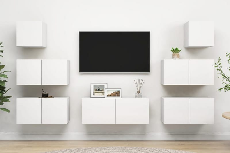TV-skåp 7 delar vit spånskiva - Vit - Möbler - Tv möbel & mediamöbel - TV skåp