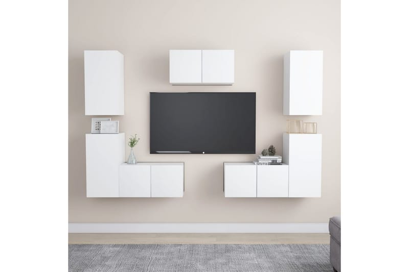 TV-skåp 7 delar vit spånskiva - Vit - Möbler - Tv möbel & mediamöbel - TV skåp