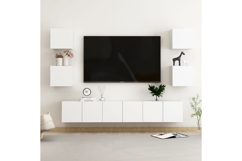 TV-skåp 7 delar vit spånskiva - Vit - Möbler - Tv möbel & mediamöbel - TV skåp