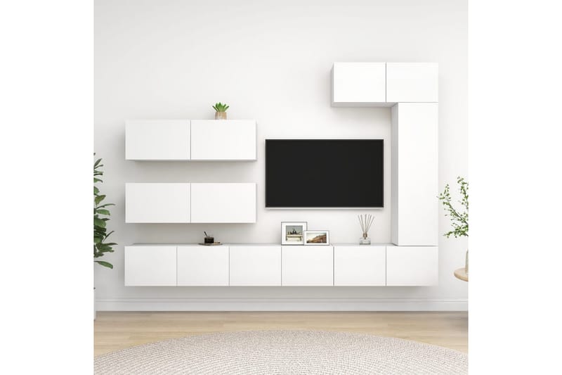 TV-skåp 7 delar vit spånskiva - Vit - Möbler - Tv möbel & mediamöbel - TV skåp