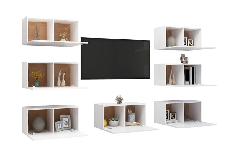 TV-skåp 7 st vit 30,5x30x60 cm spånskiva - Vit - Möbler - Tv möbel & mediamöbel - TV skåp