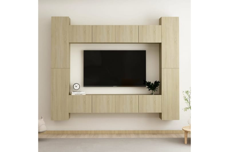 TV-skåp 8 delar sonoma-ek spånskiva - Brun - Möbler - Tv möbel & mediamöbel - TV skåp