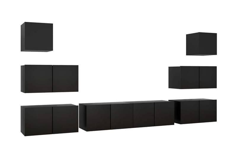 TV-skåp 8 delar svart spånskiva - Svart - Möbler - Tv möbel & mediamöbel - TV skåp