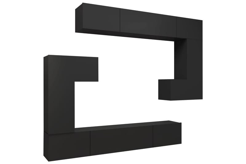 TV-skåp 8 delar svart spånskiva - Svart - Möbler - Tv möbel & mediamöbel - TV skåp